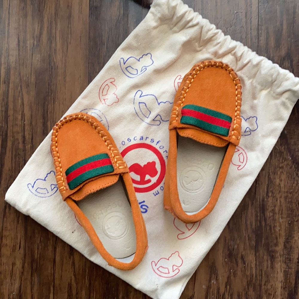 Oscars for Kids Orange Milan Suede Loafers for Boys NWT